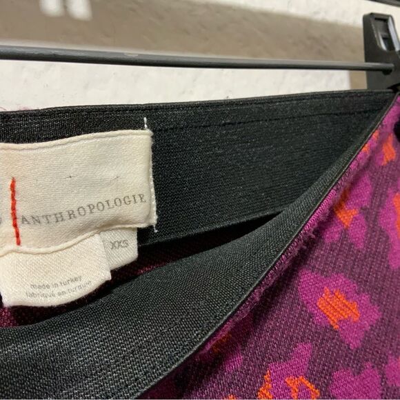 Anthropologie Knit Flare Pants Plum Leopard Print XXS - Picture 7 of 11